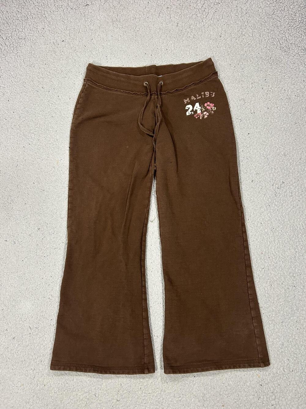 Derek Heart Brown Drawstring Wide-Leg Track Pants